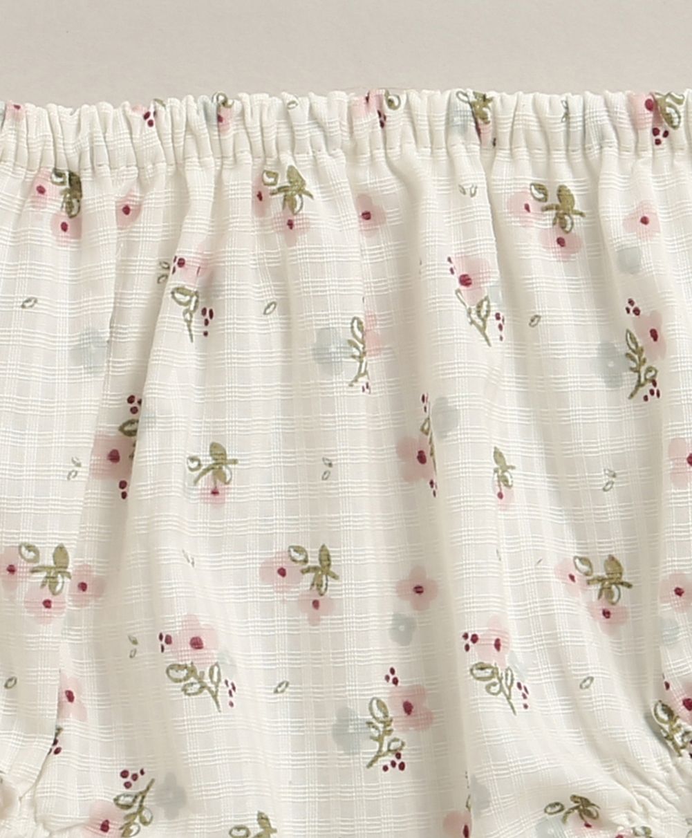 Dobby Shell Top & Pink Tweed Organic Cotton Shorts Set – White