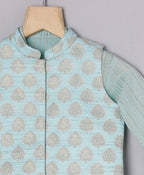 Kurta with Pant & Jacquard Jacket - Green