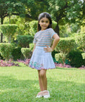 Cotton Dobby Mix Fruits Embroidery Skirt - White