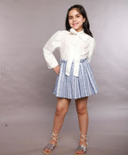 Cotton Jacquard Skirt - Blue & White