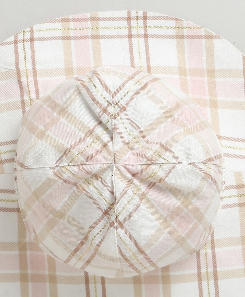 Cotton Candy Check Sun Cap - White