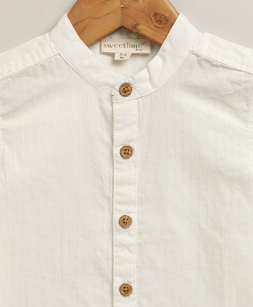 Little Gentleman Suspender Co-ord Set - White & Beige