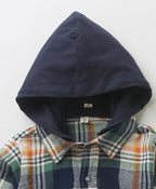Checks Cotton Flannel Hoodie Long Sleeve Shirt Detachable Hoodie - Multicoloured