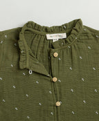 All-Over Floral Printed Olive Green Shirt