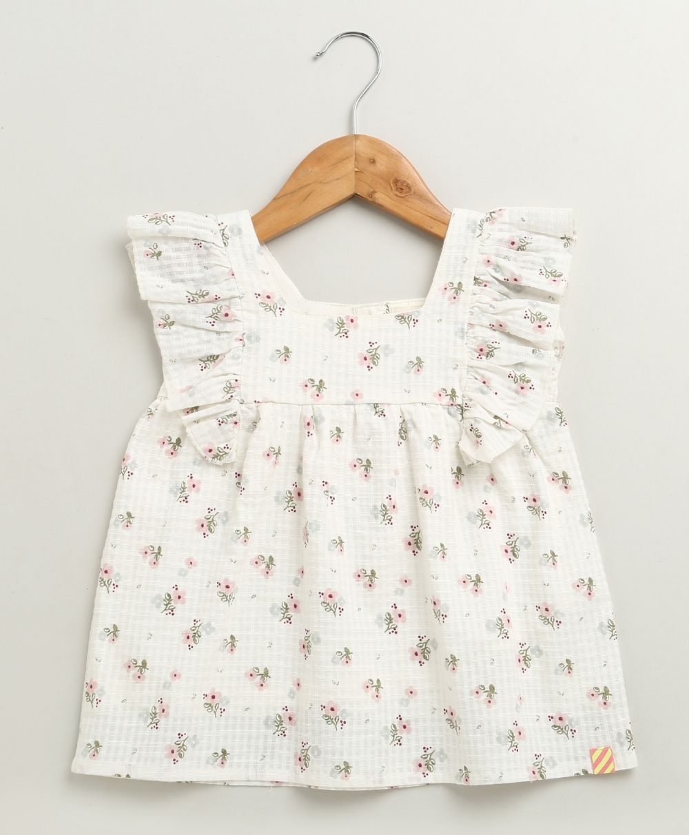 Blossom Whisper Ruffle Co-ord Set - White