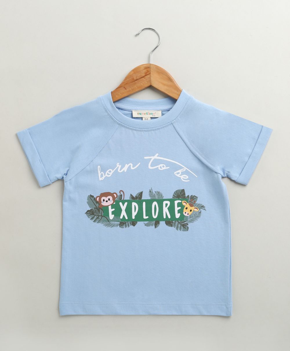Unisex Jungle Explorer Cotton Jersey T-shirt - Blue