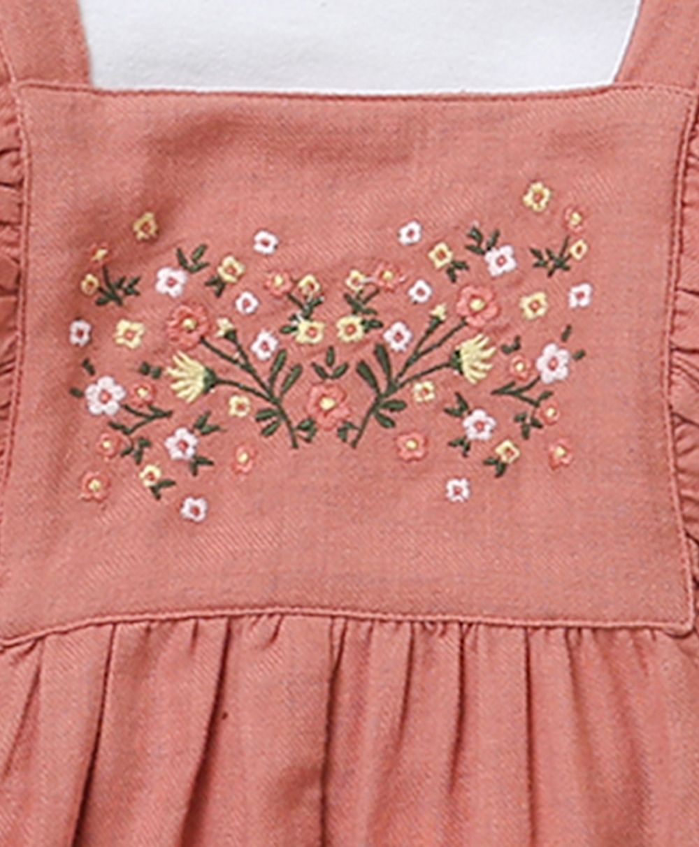 Dungaree with a White Body Suit - Rose Pink