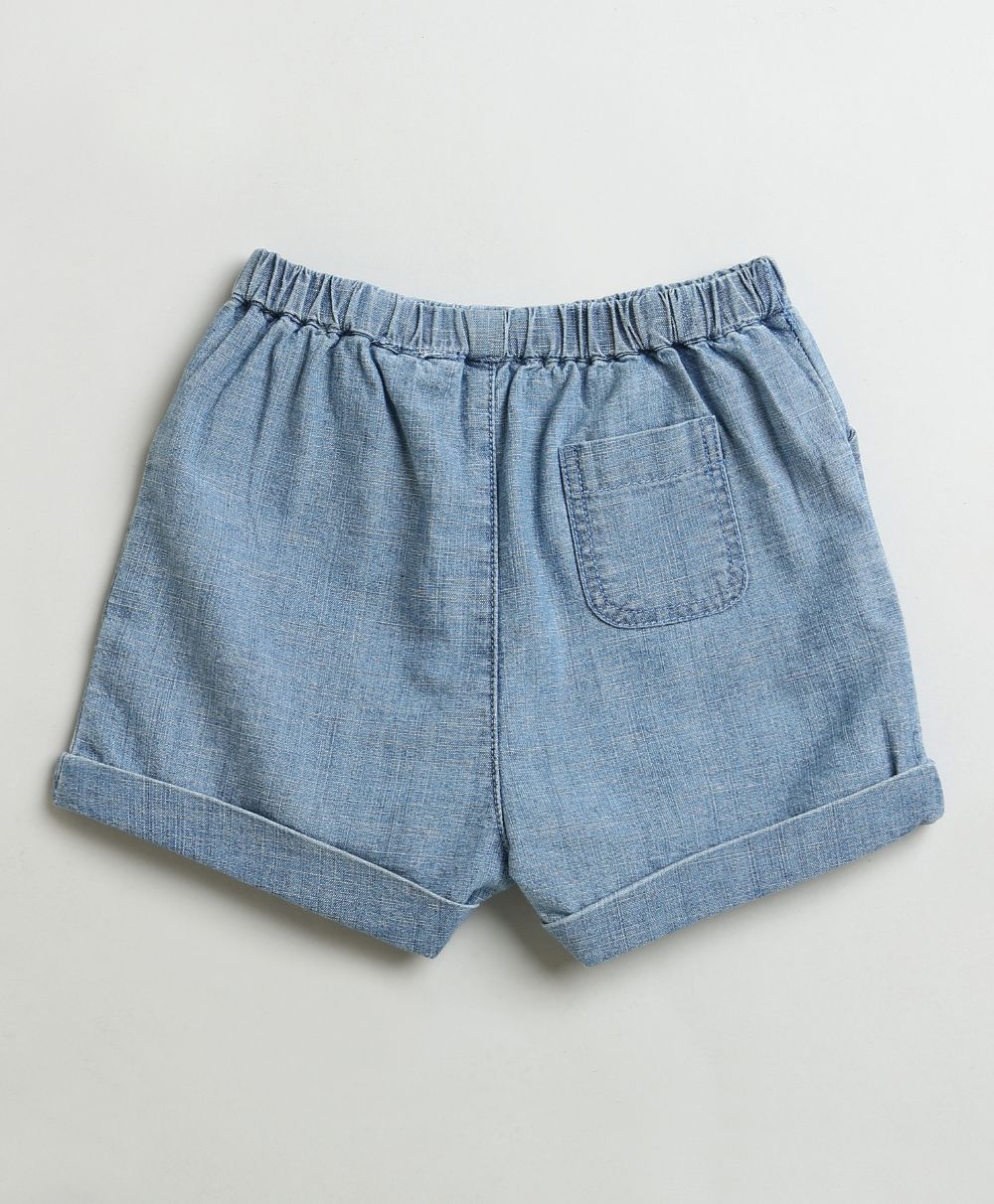 Cotton Denim Shorts - Blue