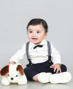 Baby Boys Little Gentleman Formal Co-ord Set - White & Dark Navy