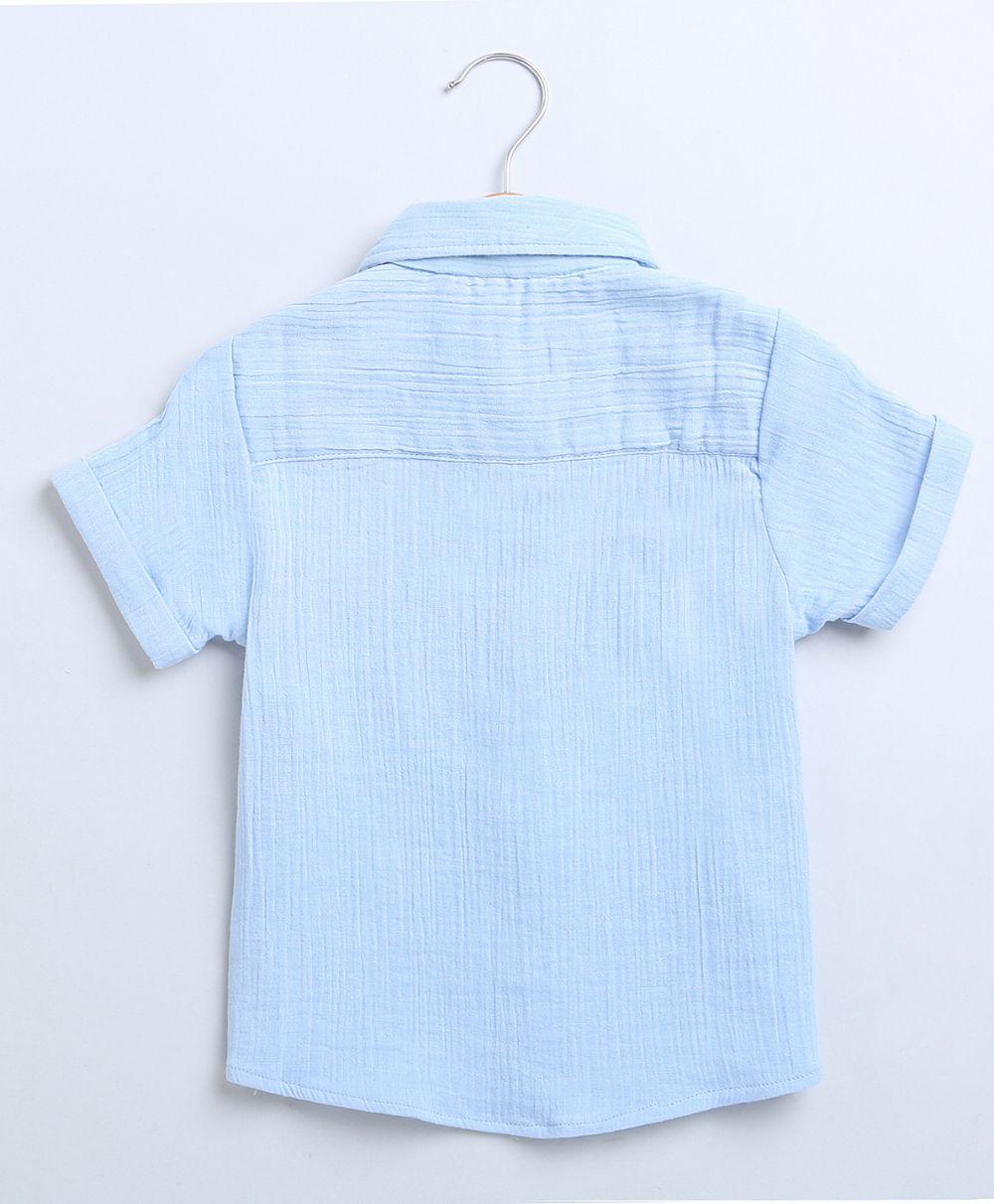Short Sleeves Cotton Shirt with a Koala Logo - Sky Blue