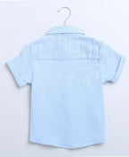 Short Sleeves Cotton Shirt with a Koala Logo - Sky Blue