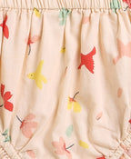 Bird Print Top and Bloomer Co-ord Set - Peach