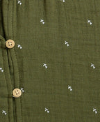 All-Over Floral Printed Olive Green Shirt