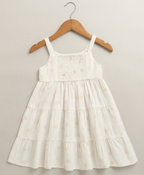 Moonlight Meadow Tiered Organic Cotton Dress – White