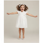 Organic Cotton Angel Pearl Baby Girl Dress with Headband - White