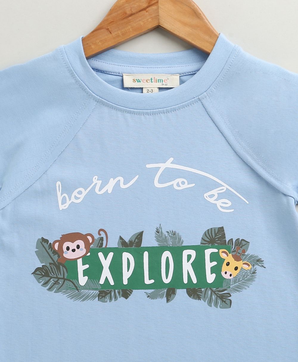 Unisex Jungle Explorer Cotton Jersey T-shirt - Blue
