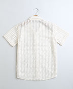 Mens Short Sleeve Crochet Arrow Shirt - Off-white