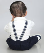Baby Boys Little Gentleman Formal Co-ord Set - White & Dark Navy