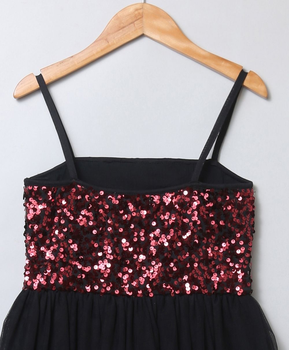 Embellished Party Dress - Red & Black