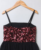 Embellished Party Dress - Red & Black