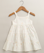 Moonlight Meadow Tiered Organic Cotton Dress – White