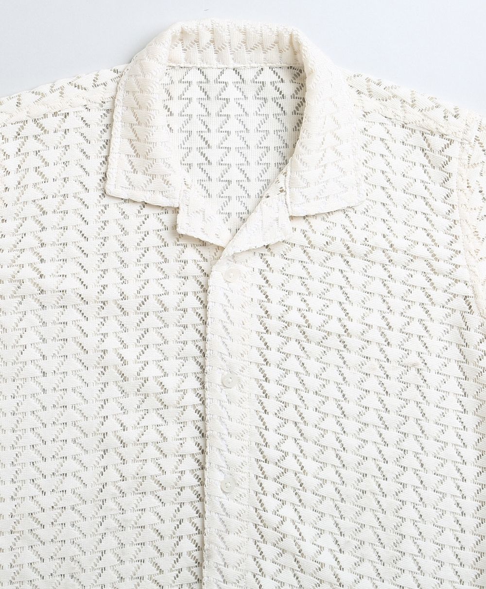 Short Sleeve Crochet Arrow Shirt - Off-White