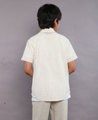 Short Sleeve Crochet Arrow Shirt - Off-White