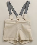Little Gentleman Suspender Co-ord Set - White & Beige