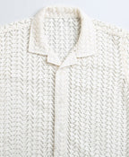 Mens Short Sleeve Crochet Arrow Shirt - Off-white
