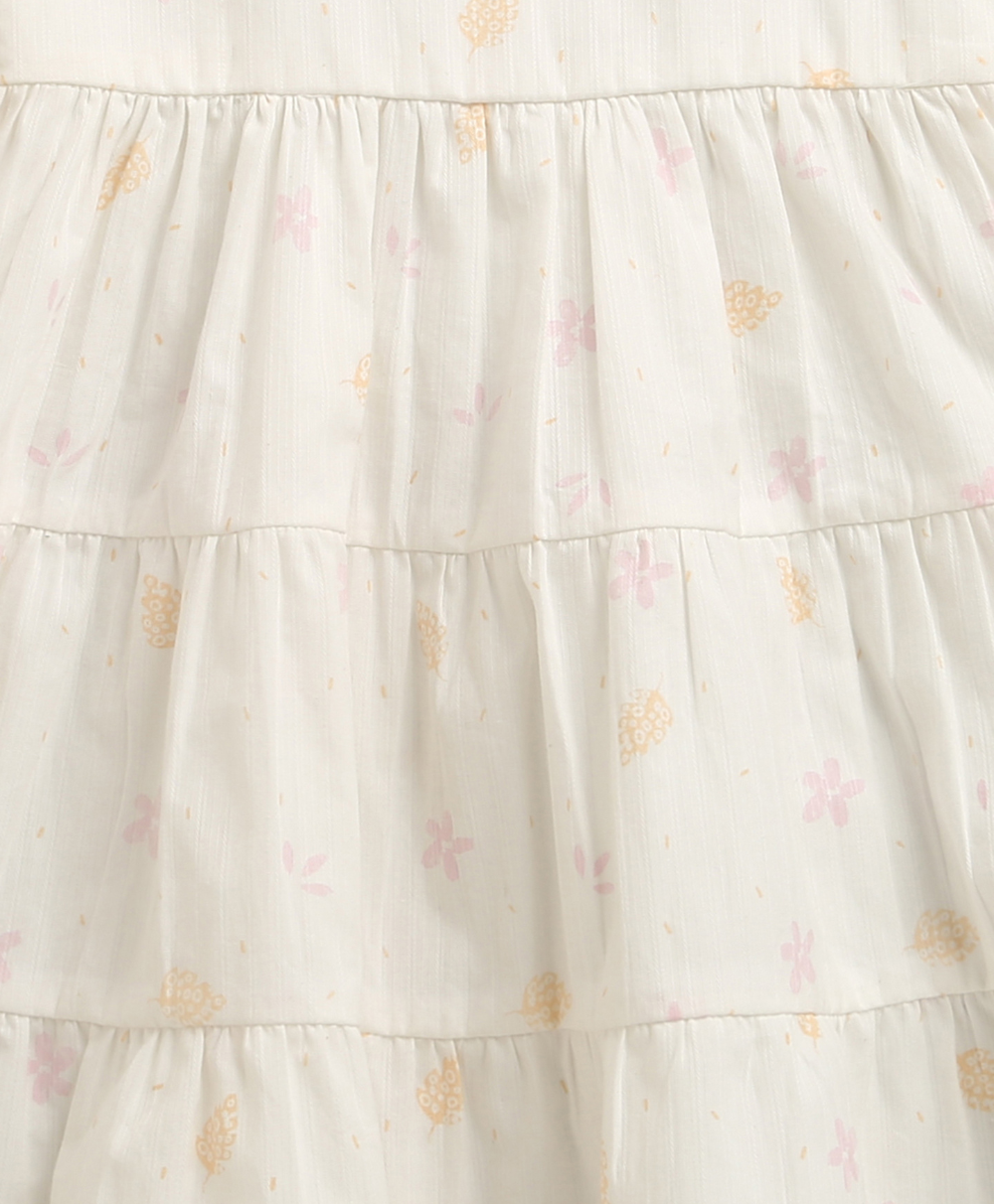 Moonlight Meadow Tiered Organic Cotton Dress – White