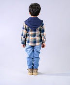 Checks Cotton Flannel Hoodie Long Sleeve Shirt Detachable Hoodie - Multicoloured