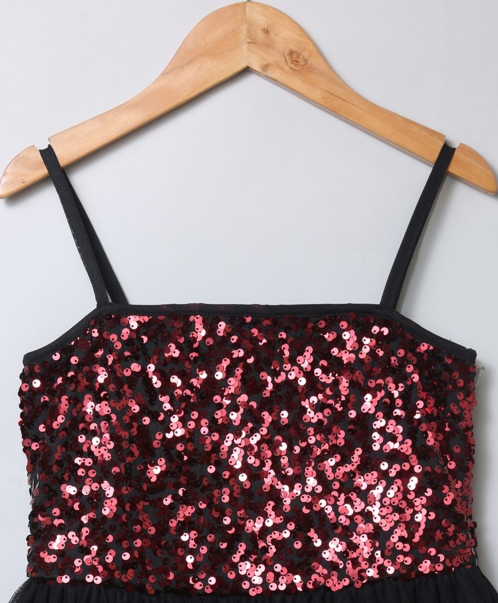Embellished Party Dress - Red & Black