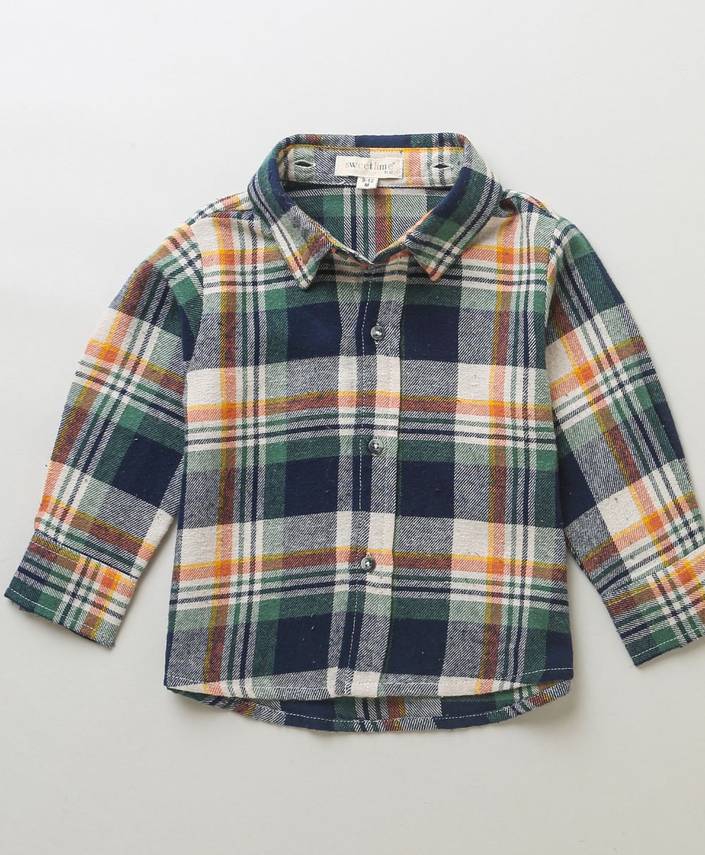 Checks Cotton Flannel Hoodie Long Sleeve Shirt Detachable Hoodie - Multicoloured