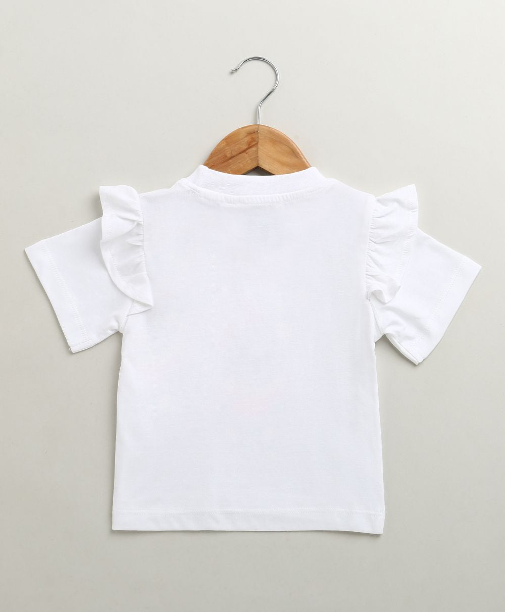Cuddle Koala Ruffle Cotton Jersey T-shirt - White