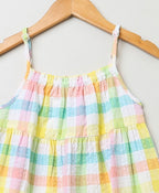 Sleeveless Checks Organic Cotton Dress - Multicoloured