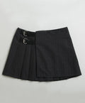 Black Pleated Organic Cotton Mini Skirt - Black