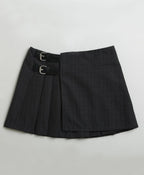 Black Pleated Organic Cotton Mini Skirt - Black