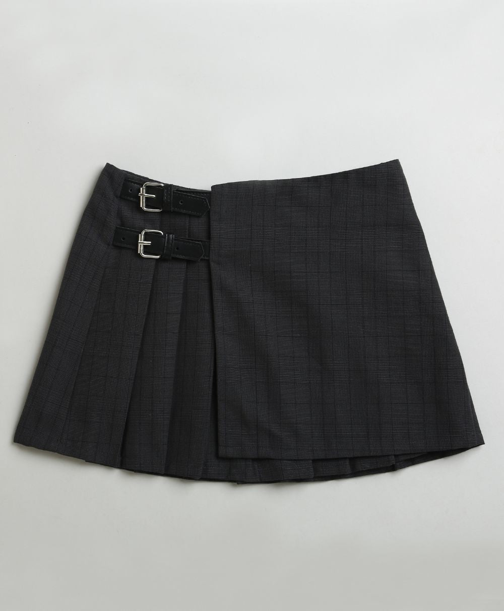 Black Pleated Organic Cotton Mini Skirt - Black