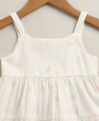 Moonlight Meadow Tiered Organic Cotton Dress – White