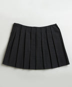 Black Pleated Organic Cotton Mini Skirt - Black