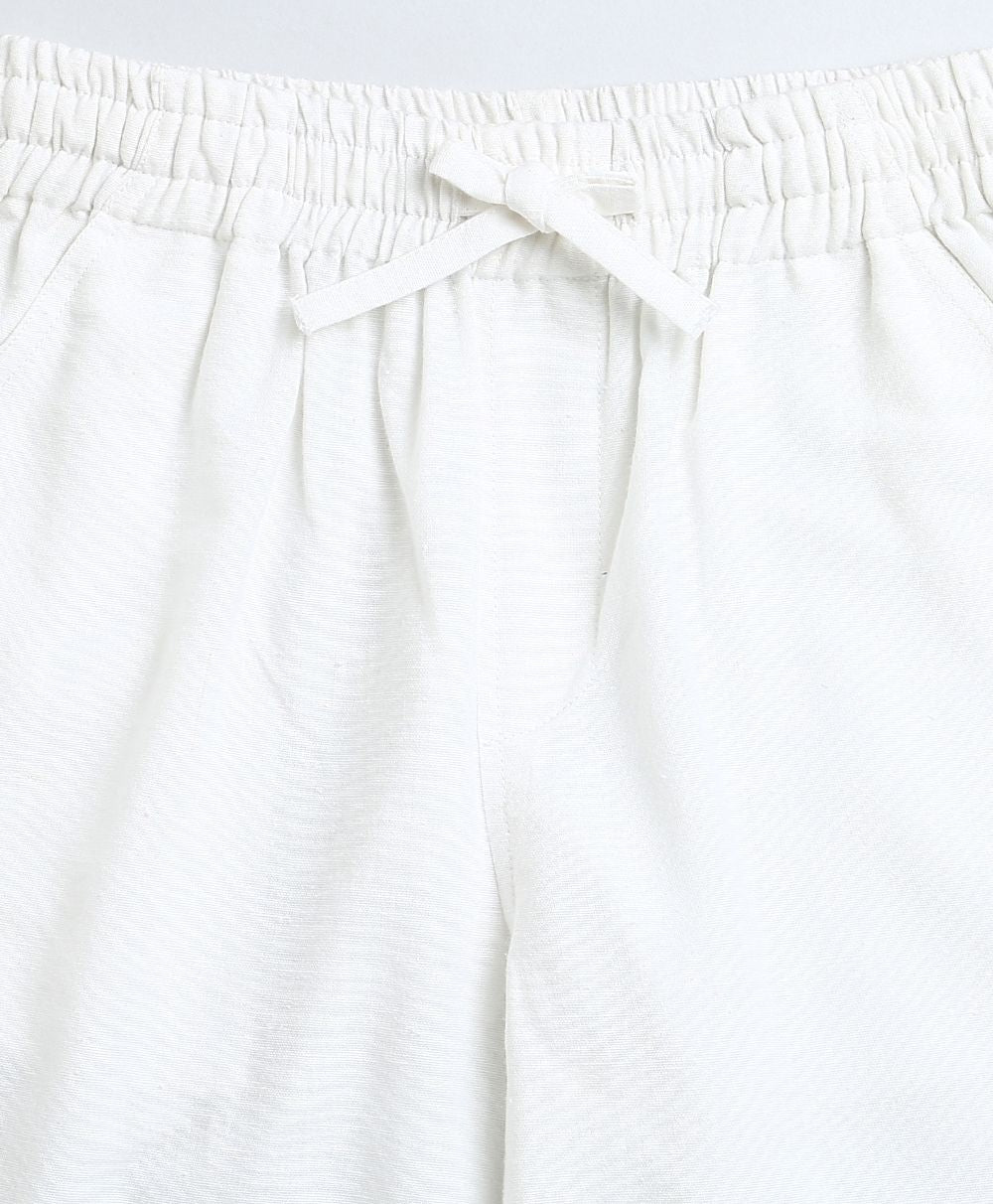 Girls Linen Cargo Pants - White
