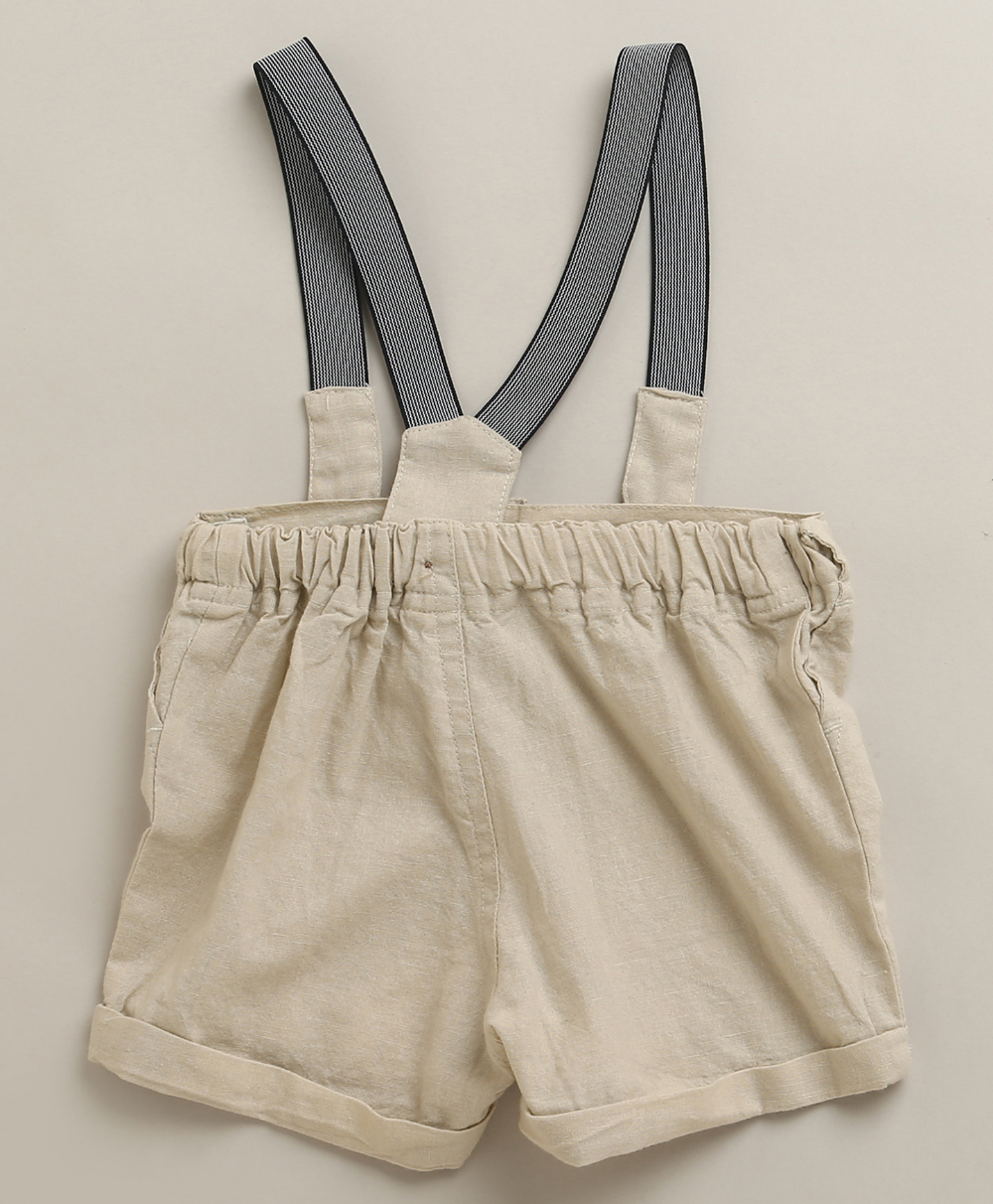 Little Gentleman Suspender Co-ord Set - White & Beige