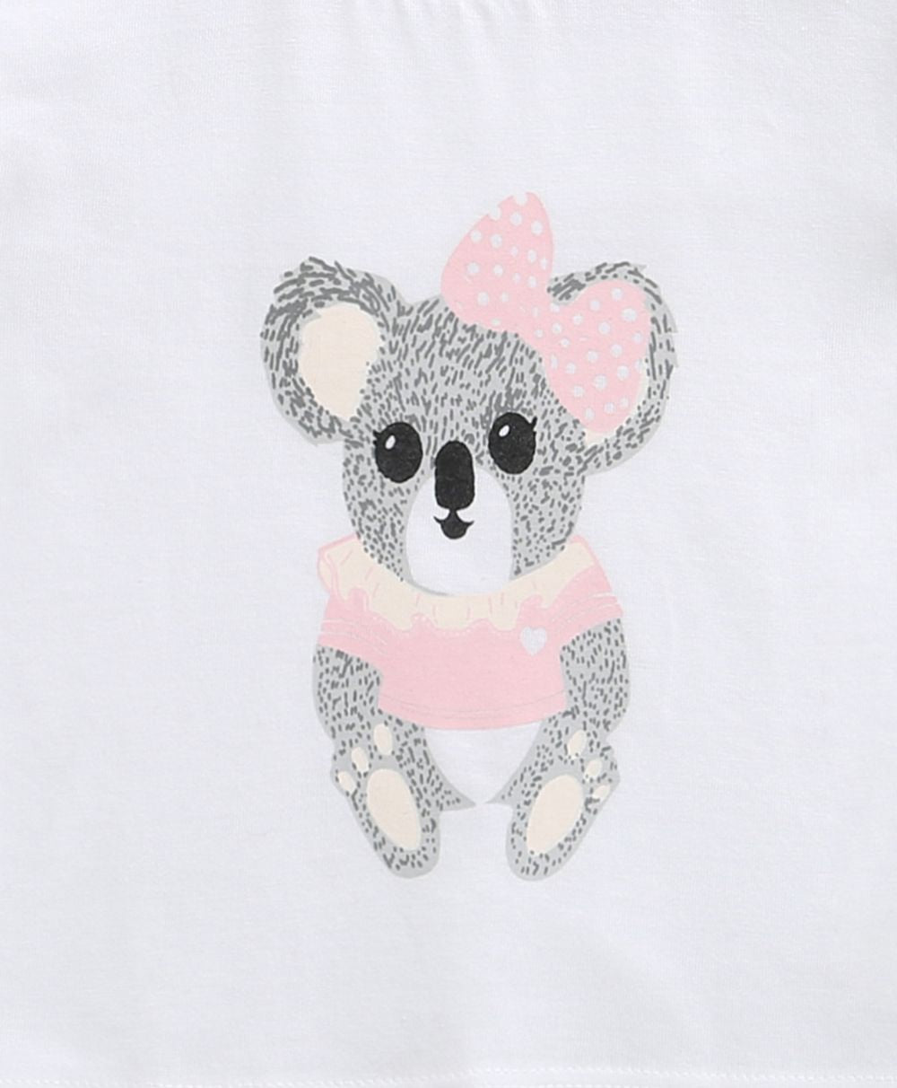 Cuddle Koala Ruffle Cotton Jersey T-shirt - White