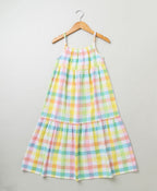 Sleeveless Checks Organic Cotton Dress - Multicoloured