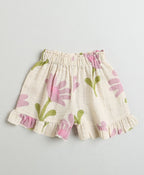 Daisy Print Ruffle Organic Cotton Co-ord Set - Beige
