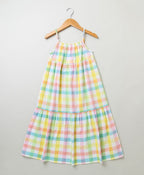 Sleeveless Checks Organic Cotton Dress - Multicoloured