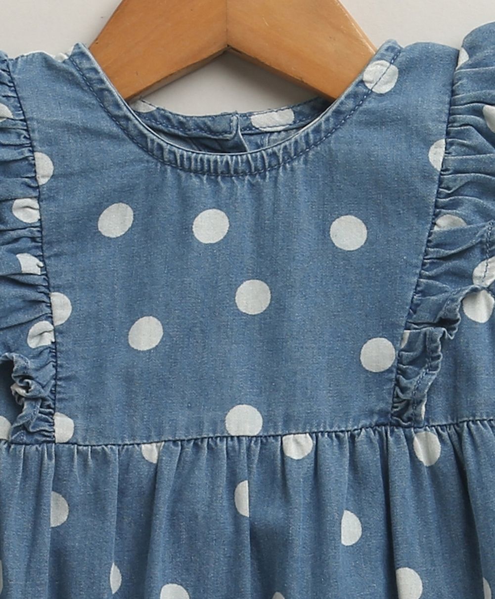 Daisy Dot Denim Romper - Blue