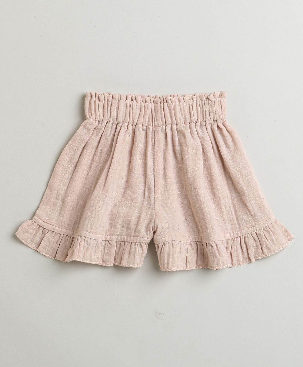 Pumpkin & Floral Print Ruffle Organic Cotton Co-ord Set - Off-White & Peach