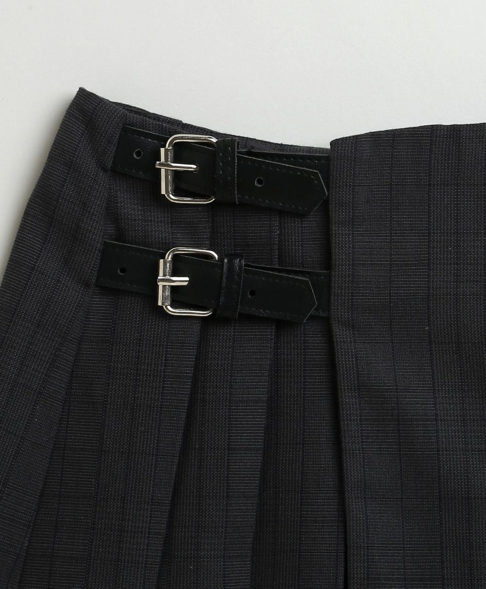 Black Pleated Organic Cotton Mini Skirt - Black