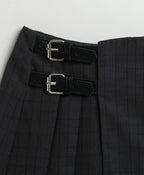 Black Pleated Organic Cotton Mini Skirt - Black